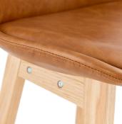 Tabouret de snack mi-hauteur scandinave 'Chairman Mini' marron 4 pieds en bois et dossier haut