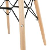 Tabouret bas scandinave 'Solo' noir avec 4 pieds en bois naturel