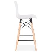 Tabouret de snack mi-hauteur scandinave 'Slakwood Mini' blanc 4 pieds bois repose pieds dossier haut