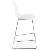 Tabouret de snack mi-hauteur empilable design 'Great Mini' blanc 4 pieds métal chromé dossier haut