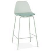 Tabouret de snack mi-hauteur moderne 'Tekno Mini' vert clair avec 4 pieds en métal vert et dossier haut