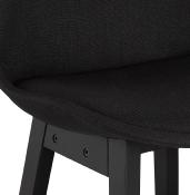 Tabouret de bar design scandinave 'Chairman Black Edition' tissu noir 4 pieds bois noir dossier haut