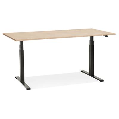 Bureau design assis-debout électrique 'SMALL SEMPLICE' en bois pieds en métal noir - 140 x 70 cm