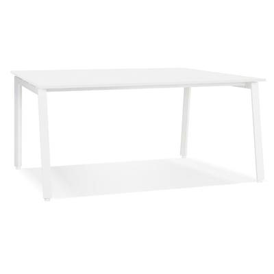 Bureau de direction design 'INCONTRO MINI' plateau blanc en bois pieds en métal blanc - 160 x 80 cm