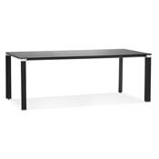 Grand bureau direction droit 'AFER GLASS XL' verre noir 4 pieds métal noir et chromé – 200 x 100 cm