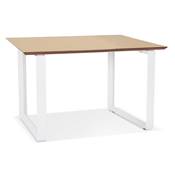 Bureau droit design 'SMART MINI' plateau en bois naturel avec pieds en métal blanc - 130 x 70 cm