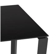 Bureau droit design 'GLASS MEET' plateau en verre noir avec pieds en métal noir - 160 x 80 cm