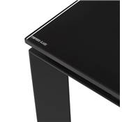 Bureau droit design 'GLASS MEET' plateau en verre noir avec pieds en métal noir - 160 x 80 cm
