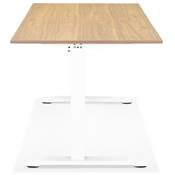Bureau droit réglable en hauteur design 'MODULARE' en bois naturel pieds métal blanc - 160 x 80 cm
