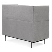 Canapé acoustique 2 places design dossier haut 'INTIME' en tissu gris clair 4 pieds en métal noir