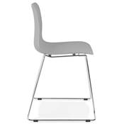 Chaise design empilable 'Style' grise avec pieds tréteaux en métal chromé