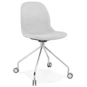 Chaise de bureau à roulettes design 'RULES' en tissu gris clair avec pied en métal chromé