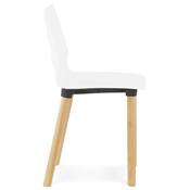 Chaise scandinave design 'Rygso' blanche avec 4 pieds en bois naturel