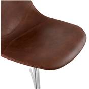 Chaise design 'Laeder' marron avec pied croisé en métal chromé