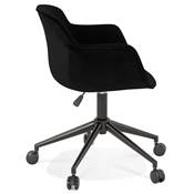 Chaise design de bureau à roulette 'SOFT' en velours noir avec 5 pieds en métal noir