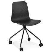 Chaise de bureau à roulettes design 'BLACK HJÜL' noire avec pied en métal noir