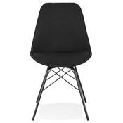 Chaise design 'GORD' en tissu noir et 4 pieds avec croisillons en métal noir