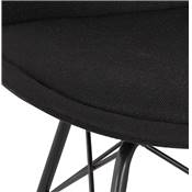 Chaise design 'GORD' en tissu noir et 4 pieds avec croisillons en métal noir