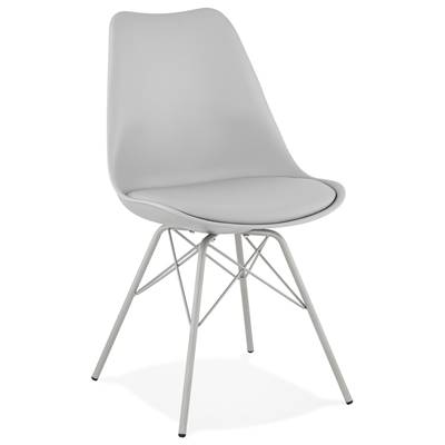 Chaise design style industriel 'GORD' grise avec 4 pieds en métal gris