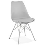 Chaise design style industriel 'GORD' grise avec 4 pieds en métal gris