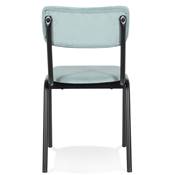 Chaise 'SKOLA' assise et dossier en tissu côtelé bleu avec 4 pieds en métal noir