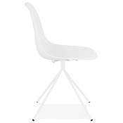 Chaise design style industriel 'PERRY' blanche avec 4 pieds en métal blanc