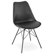 Chaise design style industriel 'GORD' noire avec 4 pieds en métal noir