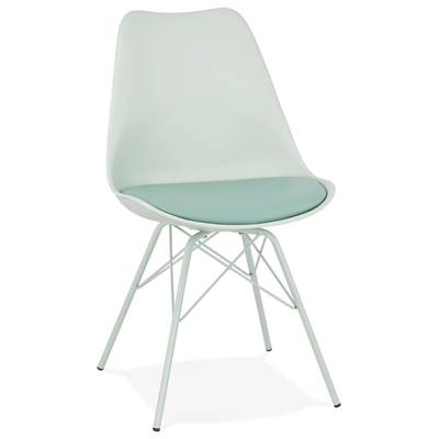 Chaise design style industriel 'GORD' assise verte claire avec 4 pieds en métal vert clair