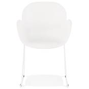 Chaise intérieur/extérieur design à accoudoirs 'ALL TIME' blanche avec pieds tréteaux en métal blanc