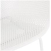 Chaise intérieur/extérieur design à accoudoirs 'RAIN' en resine blanche avec 4 pieds en métal blanc