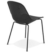 Chaise design intérieur / extérieur 'ZACK' assise noire perforée et 4 pieds en métal noir