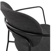 Chaise design lounge à accoudoirs 'KOL' en tissu gris foncé avec 4 pieds en métal noir
