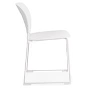 Chaise design de style moderne 'BALI' blanche avec 4 pieds en métal blanc