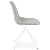 Chaise design style industriel 'PERRY' en tissu gris clair avec 4 pieds en métal blanc
