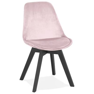 Chaise 'BLACK MILANO' en velours rose et 4 pieds en bois noir