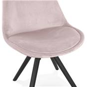 Chaise vintage 'BLACK FIRENZA' en velours rose et 4 pieds en bois noir