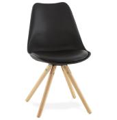 Chaise scandinave design 'Sueden' noire avec 4 pieds en bois naturel