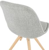 Chaise scandinave design 'Sueden' en tissu gris avec 4 pieds en bois naturel