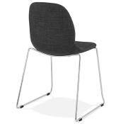 Chaise design 'Teknik Silver' en tissu gris foncé pieds tréteaux en métal chromé