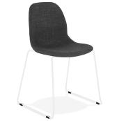 Chaise design empilable 'Teknik White' en tissu gris foncé pieds tréteaux en métal blanc