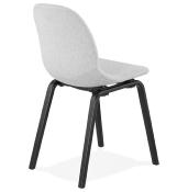 Chaise scandinave design 'Teknik Blackwood' en tissu gris clair avec 4 pieds en bois noir