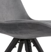 Chaise design 'Black Firenza' en velours grise avec 4 pieds en bois noir