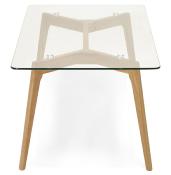 Table basse scandinave rectangulaire 'Kaffetäbel' plateau verre 4 pieds bois – 120 x 60 cm