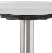 Table basse design ronde 'ELEA MINI' plateau en bois blanc et pied en acier brossé - Ø 90 cm