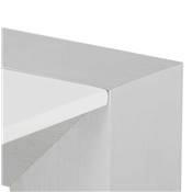 Table / table de réunion extensible 'Altar' blanche laquée 4 pieds métal brossé – 190(270) x 95 cm