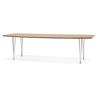 Table / table de réunion extensible 'Rym' plateau bois 4 pieds en métal chromé - 170(270) x 100 cm