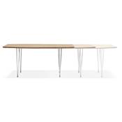 Table à diner / de réunion extensible 'Rym' plateau bois 4 pieds en métal chromé - 170(270) x 100 cm