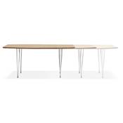 Table / table de réunion extensible 'Rym' plateau bois 4 pieds en métal chromé - 170(270) x 100 cm
