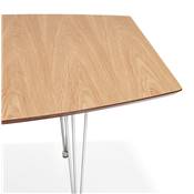 Table / table de réunion extensible 'Rym' plateau bois 4 pieds en métal chromé - 170(270) x 100 cm
