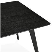 Table à diner / bureau droit scandinave 'Rustik' noire plateau et 4 pieds en bois – 180 x 90 cm